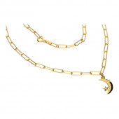 Colier argint cu luna si stea placat cu aur galben DiAmanti ALSPIN007NY-AS